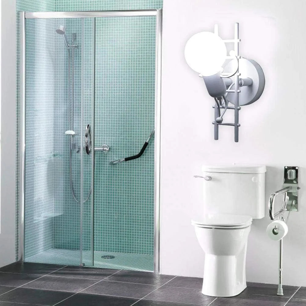 Lampe de chevet murale en métal en forme de bonhomme sur une échelle