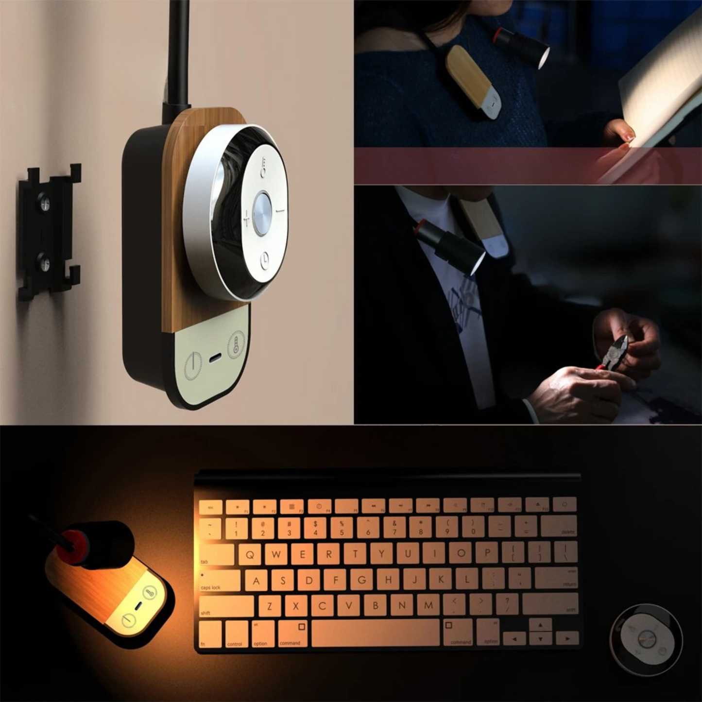 Lampe de chevet murale sans fil à pile fine et orientable