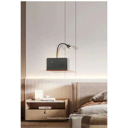 Lampe de chevet murale en métal sans fil avec chargeur induction intégré