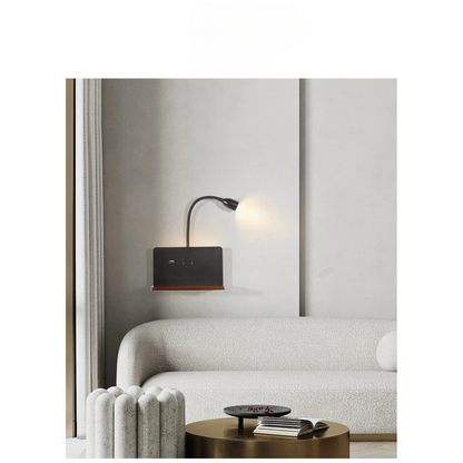 Lampe de chevet murale en métal sans fil avec chargeur induction intégré