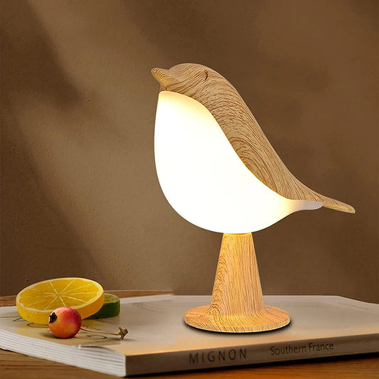 Lampe de chevet en bois tactile en forme d’oiseau pour enfant