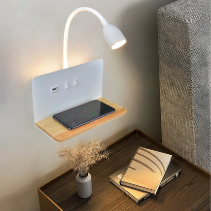 Lampe de chevet murale en métal sans fil avec chargeur induction intégré