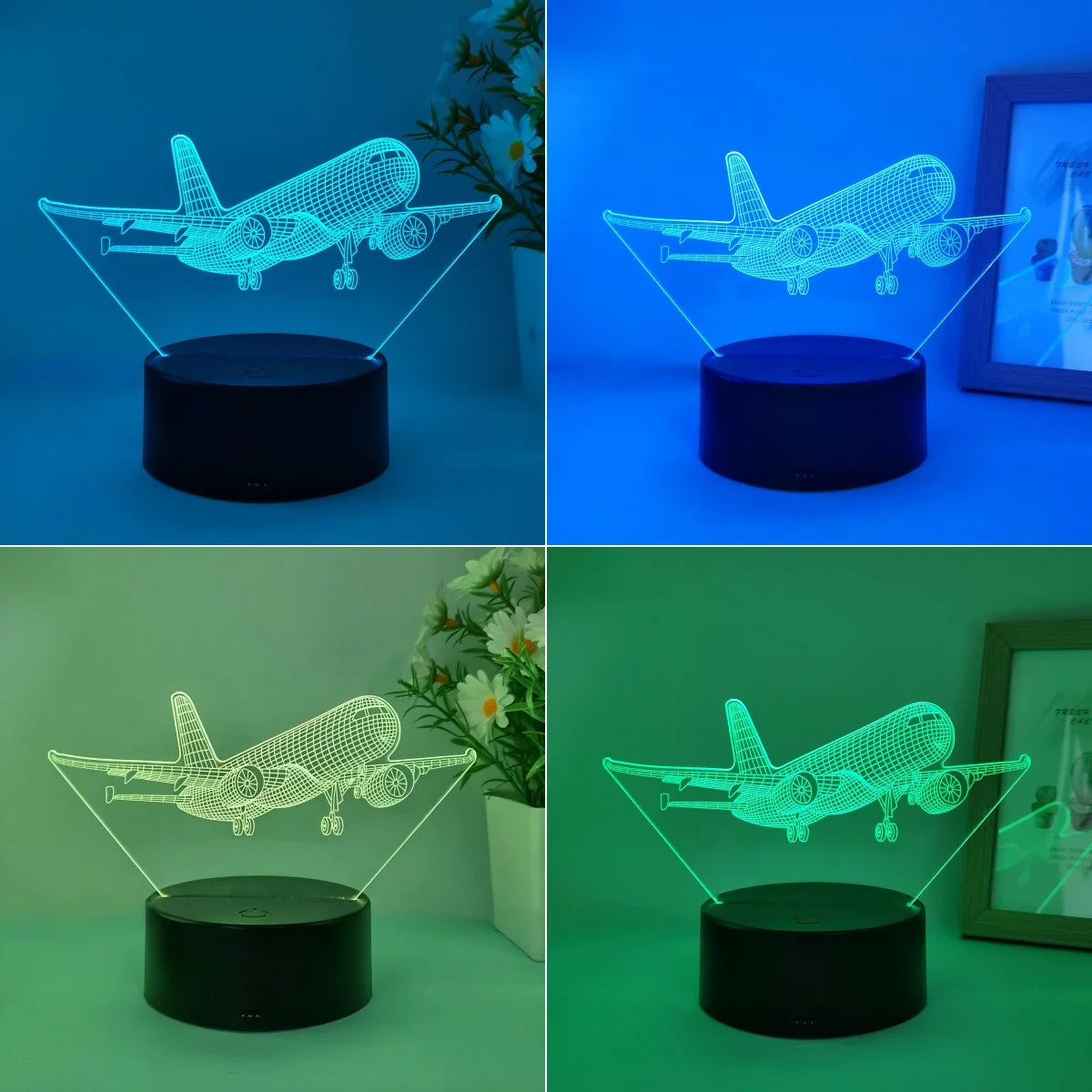 Lampe de chevet pour enfant à pile tactile avion 3D.