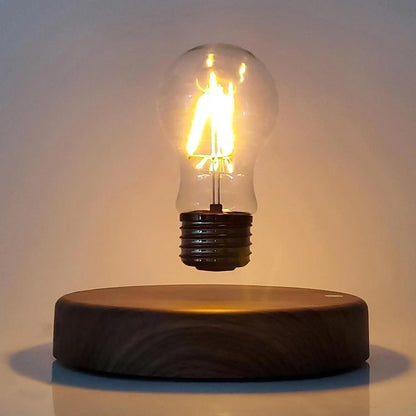Lampe de chevet en bois vintage avec ampoule en lévitation
