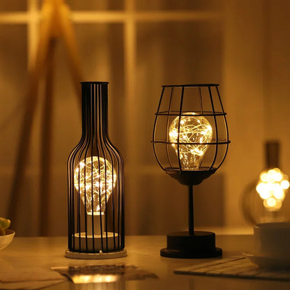 Petite lampe de chevet vintage en métal à pile