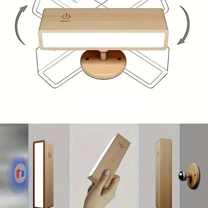 Lampe de chevet murale en bois sans fil orientable & rechargeable