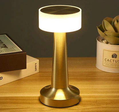 Petite lampe de chevet tactile rétro en métal sans fil rechargeable