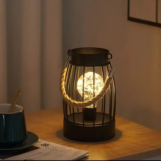 Petite lampe de chevet vintage en métal à pile