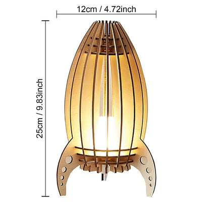 Lampe de chevet en bois sans fil fusée