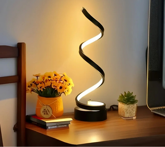 Lampe de chevet design spirale avec corps en cristal