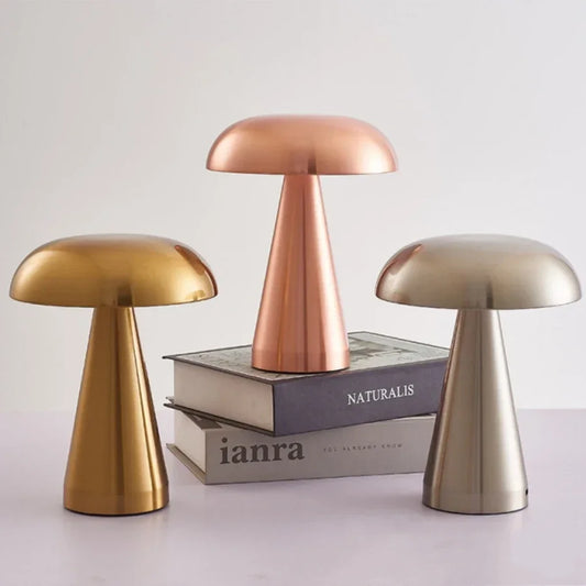 Lampe de chevet tactile rétro en forme champignon en métal