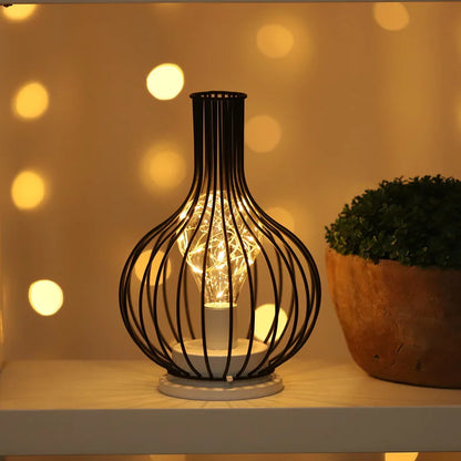Petite lampe de chevet vintage en métal à pile