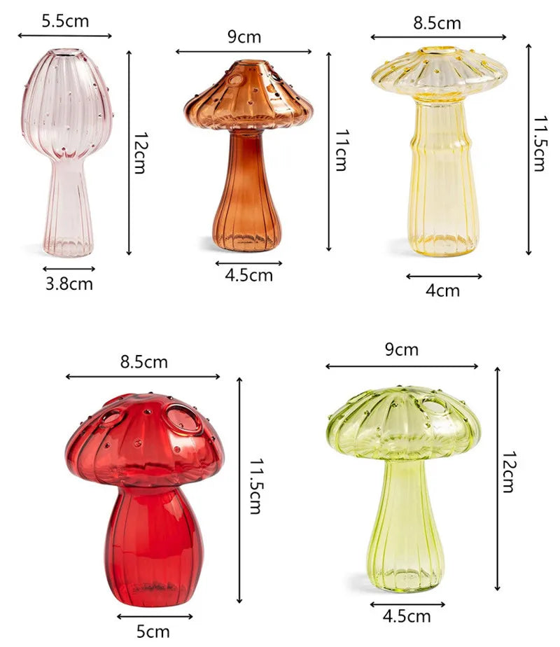 Les teintes disponibles du vase champignon en verre