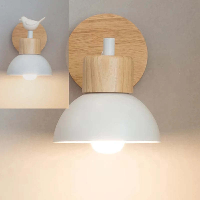 Lampe de chevet murale scandinave en bois & métal