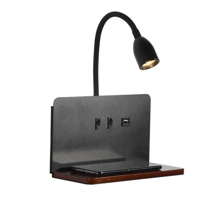 Lampe de chevet murale en métal sans fil avec chargeur induction intégré