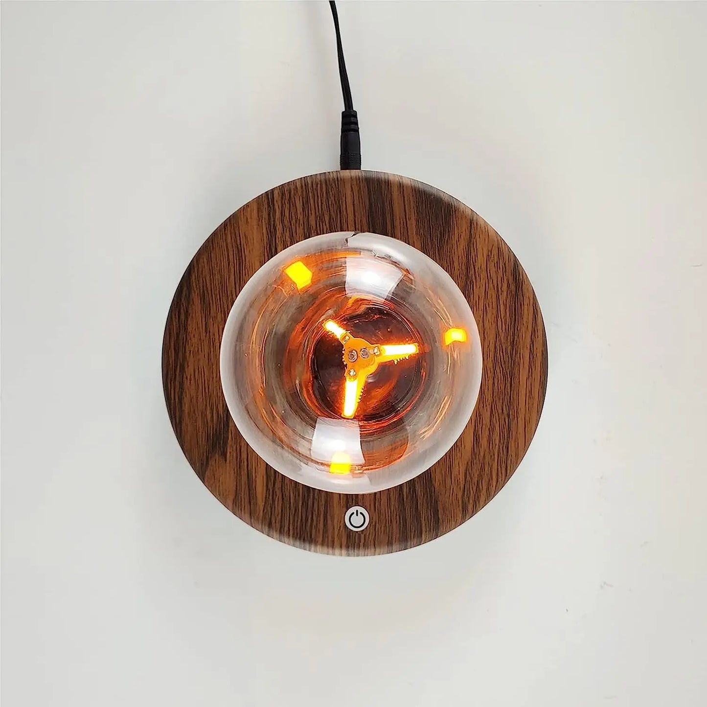 Lampe de chevet en bois vintage avec ampoule en lévitation