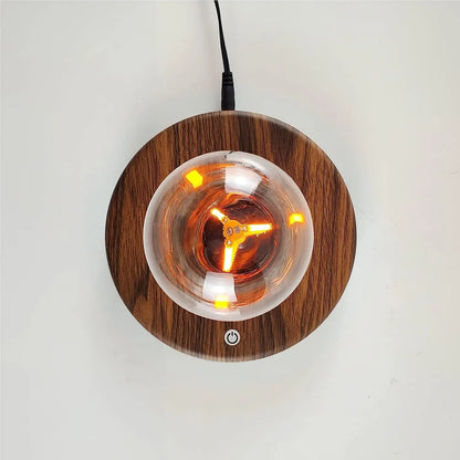 Lampe de chevet en bois vintage avec ampoule en lévitation