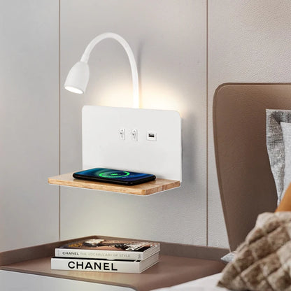 Lampe de chevet murale en métal sans fil avec chargeur induction intégré