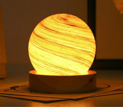 Petite lampe de chevet sans fil boule de cristal en verre