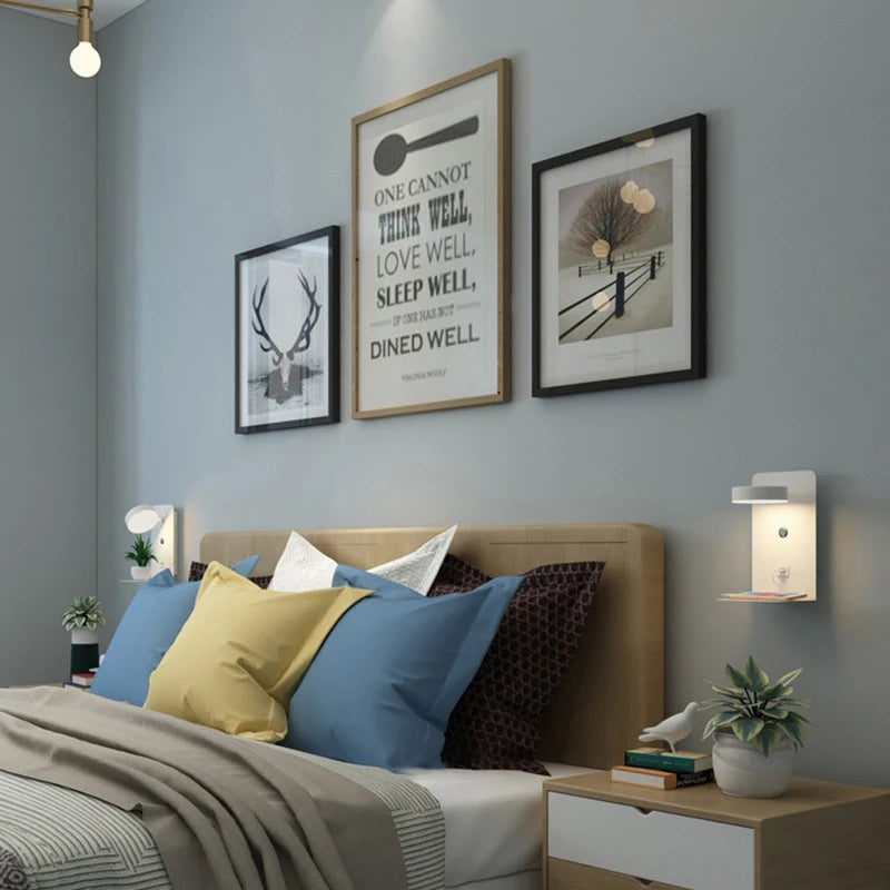Lampe de chevet murale en métal avec chargeur induction