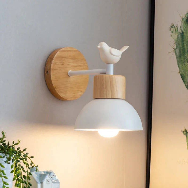 Lampe de chevet murale scandinave en bois & métal