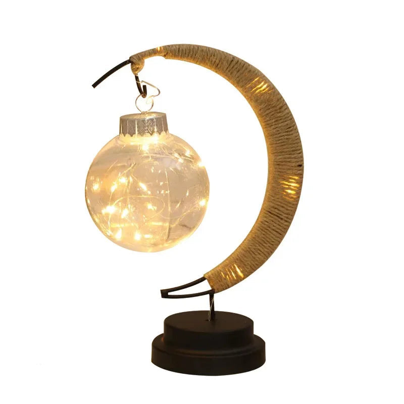 Lampe de chevet rotin en forme de croissant de lune
