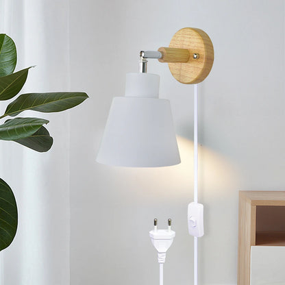 Lampe de chevet murale scandinave en bois & métal à tête orientable