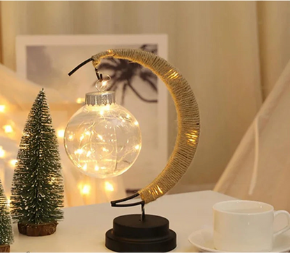 Lampe de chevet rotin en forme de croissant de lune