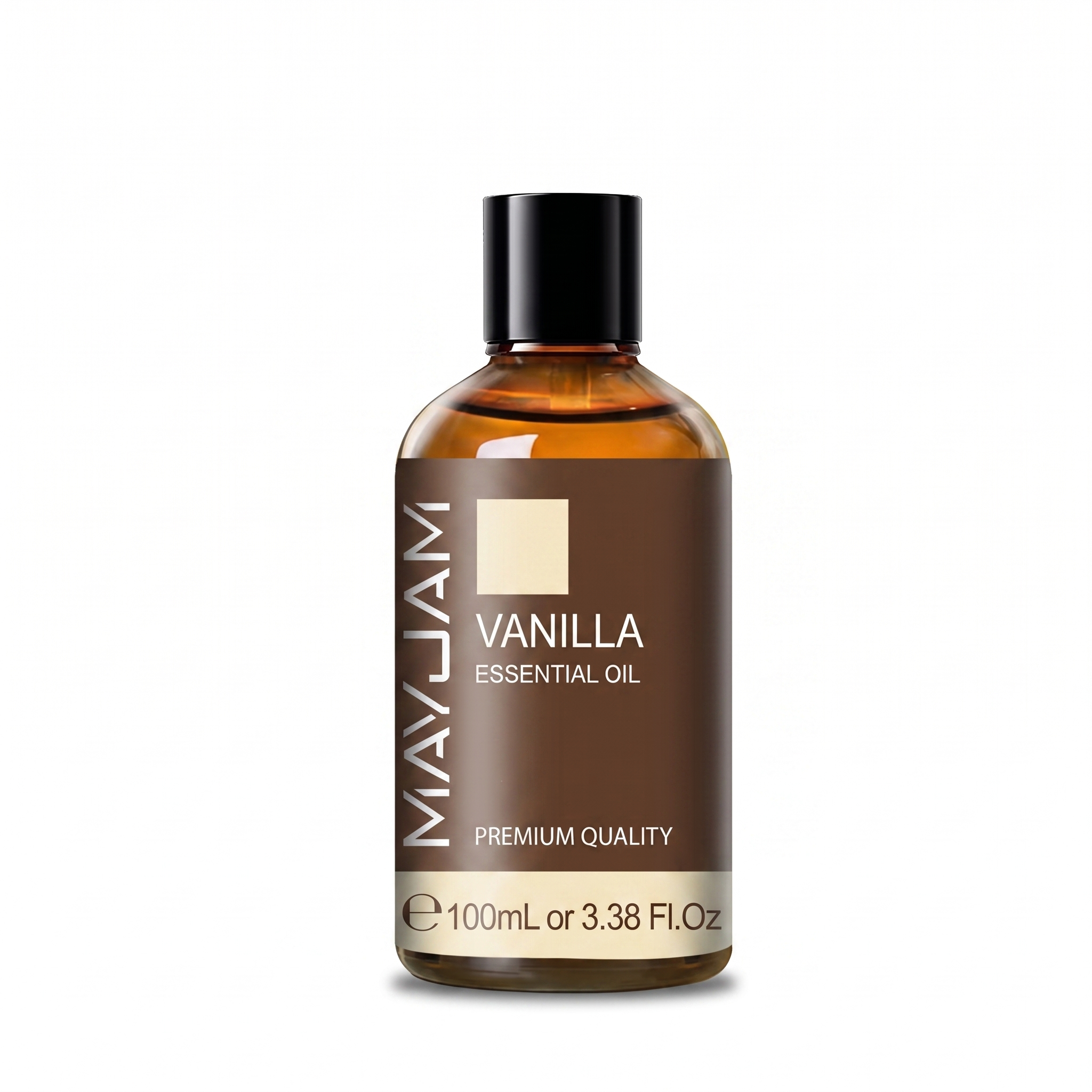 Contenu du trio : huile essentielle MAYJAM Vanille 100 ml, packshot sur fond blanc – Halo Maison