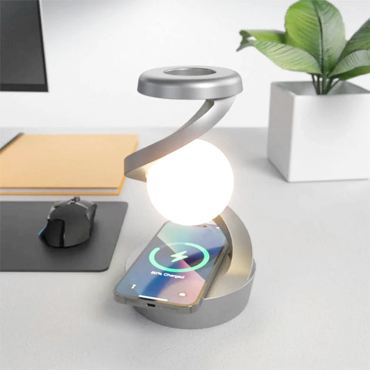 Lampe de chevet design boule flottante 3D chargeur induction