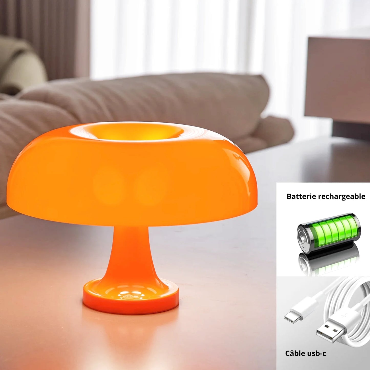 Lampe de chevet design en forme de champignon