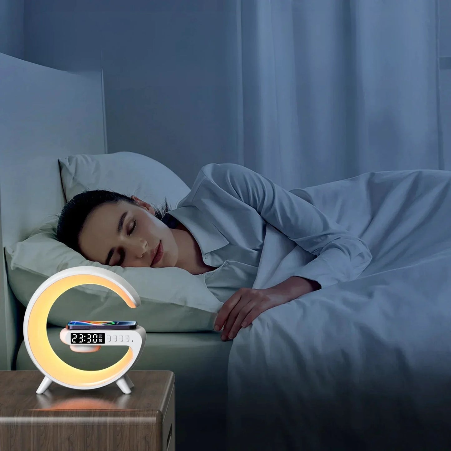 Lampe de chevet design rechargeable avec chargeur induction intégré