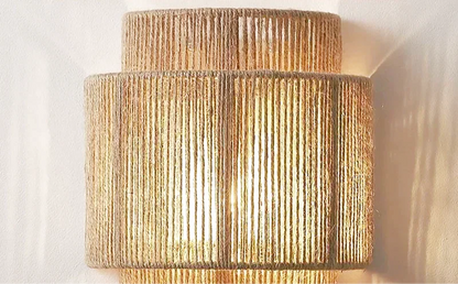 Lampe de chevet en rotin artisanale murale style bohème