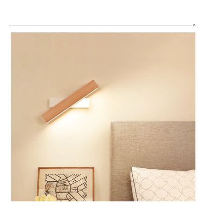 Lampe de chevet murale scandinave en bois