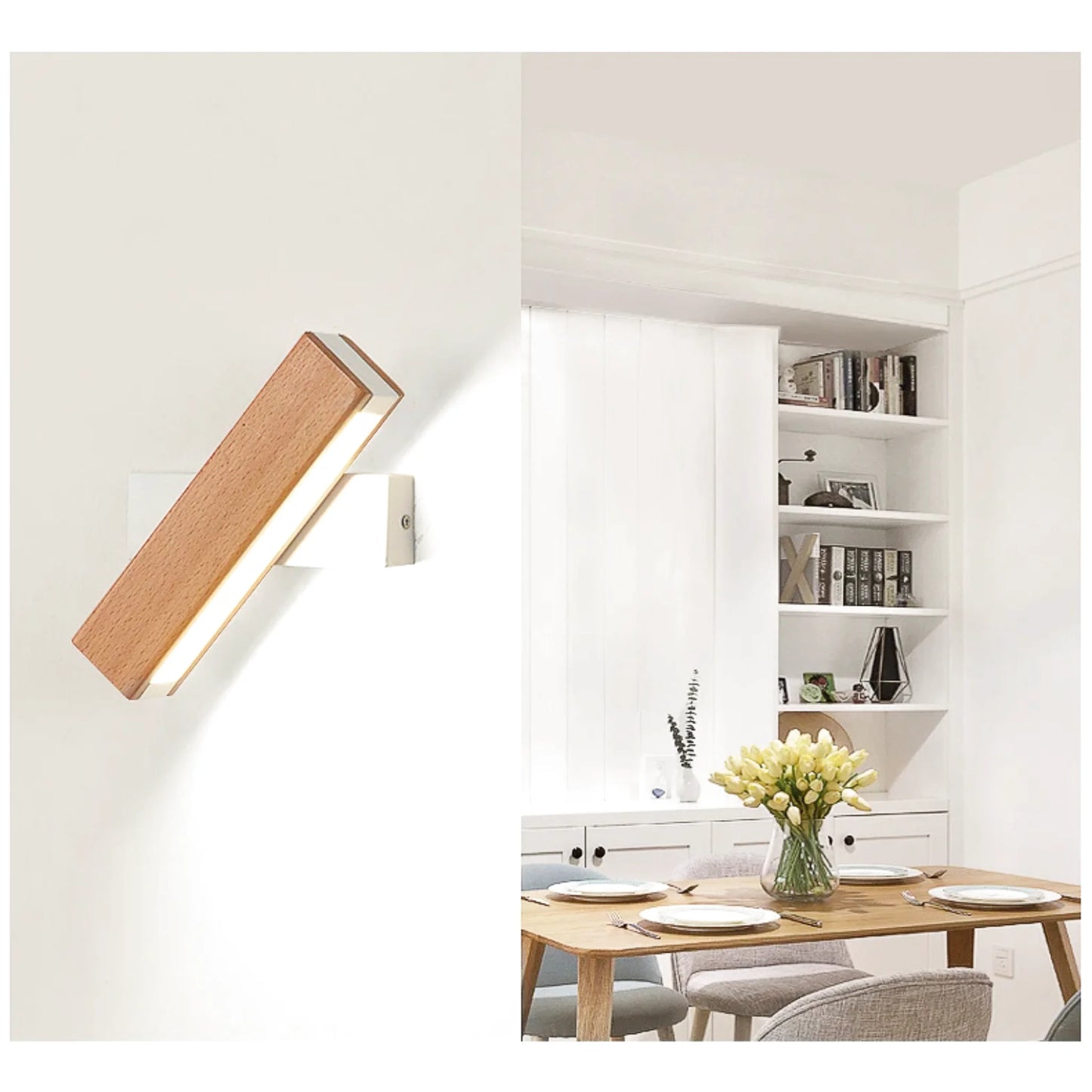 Lampe de chevet murale scandinave en bois