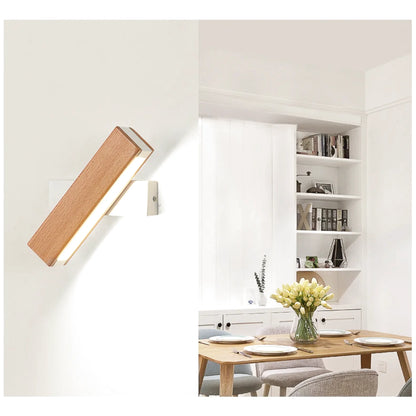 Lampe de chevet murale scandinave en bois