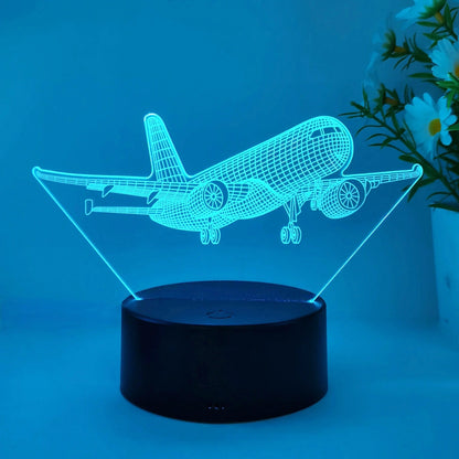 Lampe de chevet pour enfant à pile tactile avion 3D.