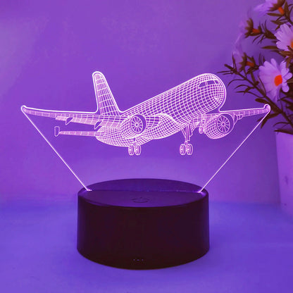 Lampe de chevet pour enfant à pile tactile avion 3D.