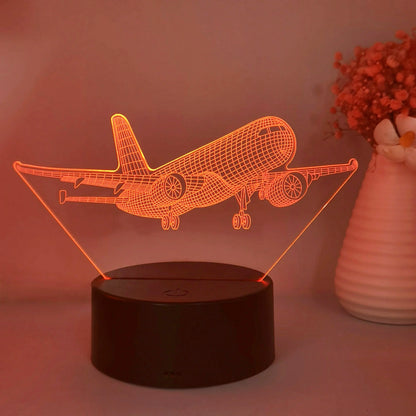 Lampe de chevet pour enfant à pile tactile avion 3D.