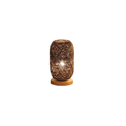 Lampe de chevet rotin bohème dôme allongé