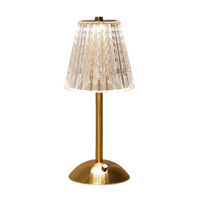 Lampe de chevet sans fil  rechargeable en métal doré avec abat-jour en cristal