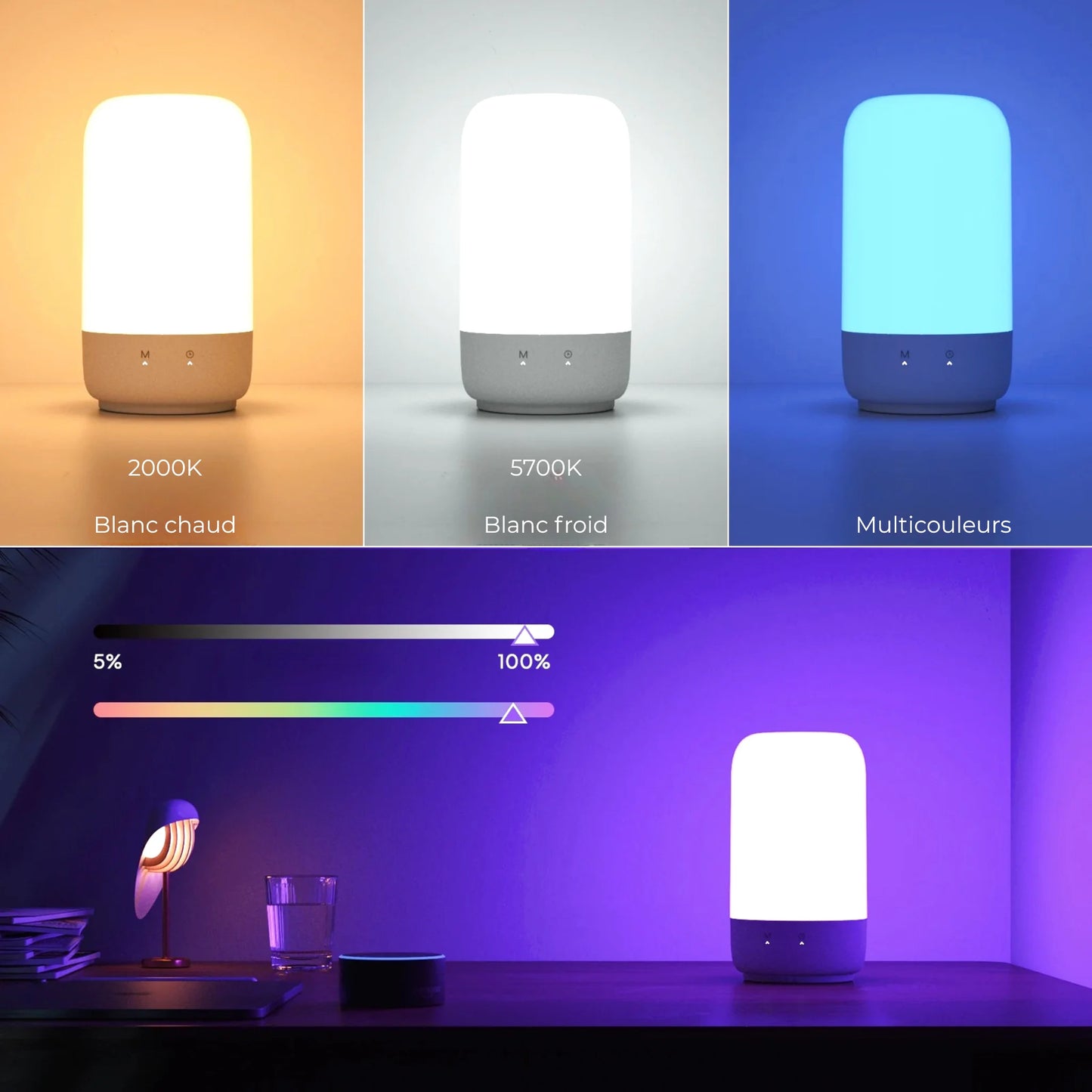 Lampe de chevet tactile portable sans fil & rechargeable