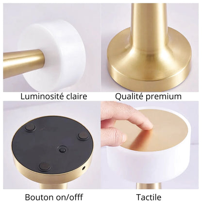 Petite lampe de chevet tactile rétro en métal sans fil rechargeable